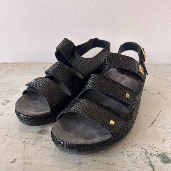 Helle Comfort 356-F Tulin Black Leather Orthotic Adjustable sling back Sandal 39 - Picture 4 of 16